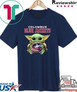 Baby Yoda Hug Columbus Blue Jackets Logo Tee Shirts