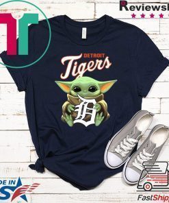 Baby Yoda Hug Drtroit Tigers Logo Shirt