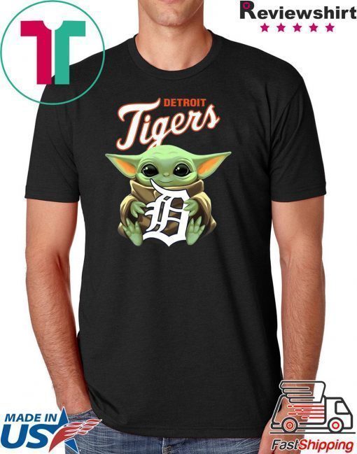 Baby Yoda Hug Drtroit Tigers Logo Shirt