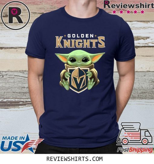 Baby Yoda Hug Golden Knights Logo Shirt