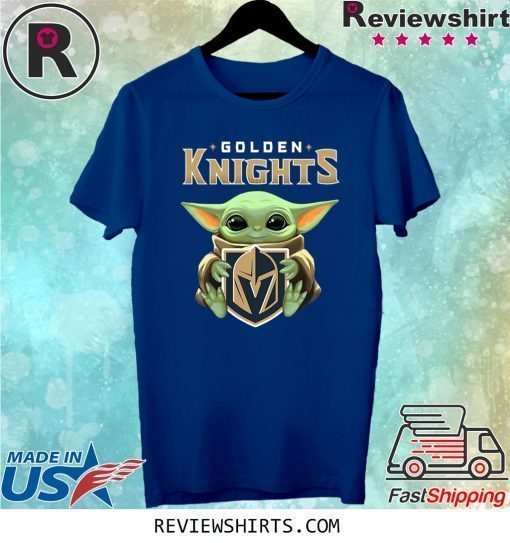 Baby Yoda Hug Golden Knights Logo Shirt