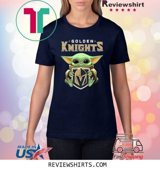 Baby Yoda Hug Golden Knights Logo Shirt