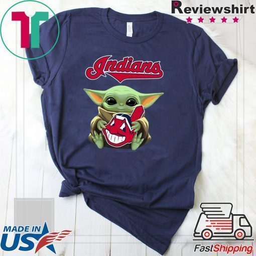 Baby Yoda Hug Indians Logo Shirt