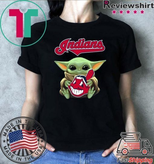 Baby Yoda Hug Indians Logo Shirt