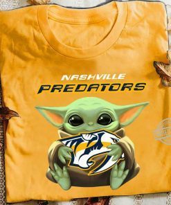 Baby Yoda Hug Nashville Predators Logo Shirt