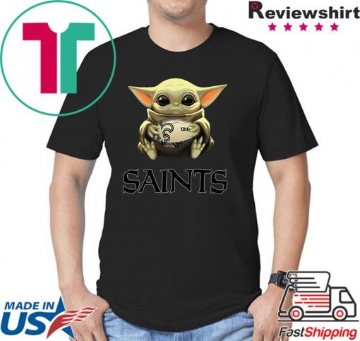 Baby Yoda Hug New Orleans Saints Tee Shirt