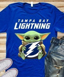 Baby Yoda Hug Tampa Bay Lightning Logo Tee Shirts