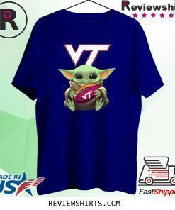 Baby Yoda Hug Virginia Tech Ball Logo T-Shirt