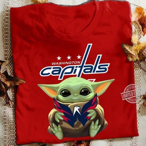 Baby Yoda Hug Washington Capitals Logo Tee Shirts