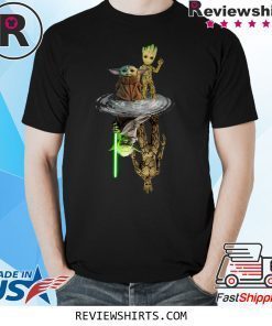 Baby Yoda and Baby Groot Water Reflection Master Yoda and Groot T-Shirt