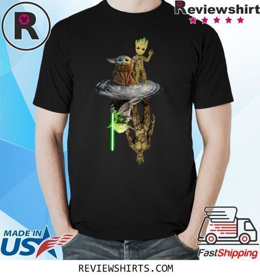 Baby Yoda and Baby Groot Water Reflection Master Yoda and Groot T-Shirt