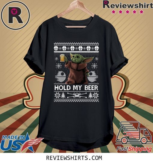 Baby Yoda hold my beer ugly christmas 2020 t-shirt