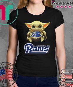 Baby Yoda hug Los Angeles Rams shirt