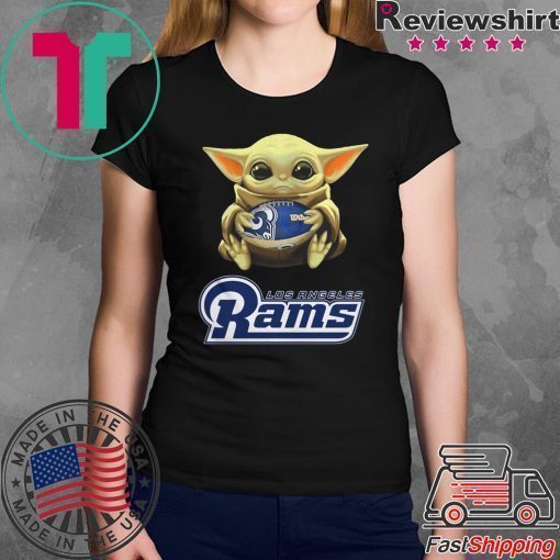 Baby Yoda hug Los Angeles Rams shirt