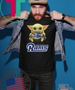 Baby Yoda hug Los Angeles Rams shirt