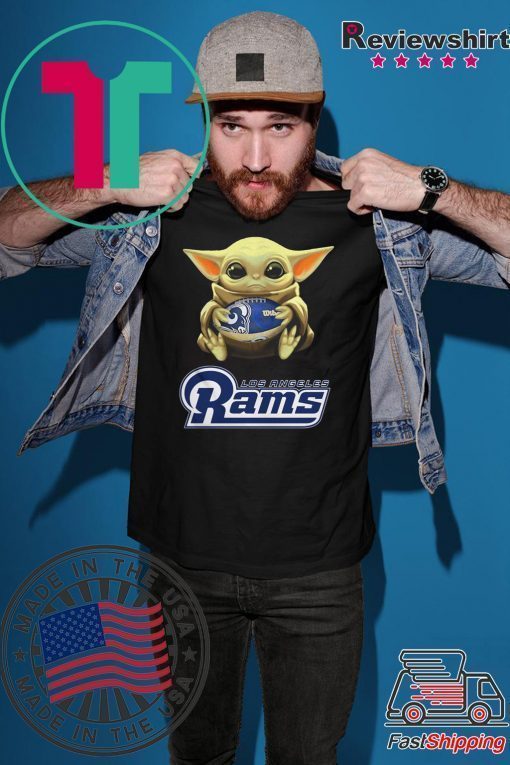 Baby Yoda hug Los Angeles Rams shirt