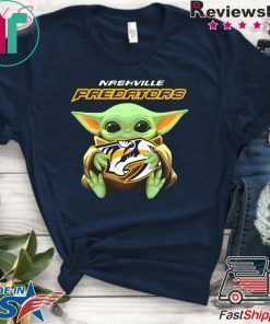 Baby Yoda hug Nashville Predators shirt