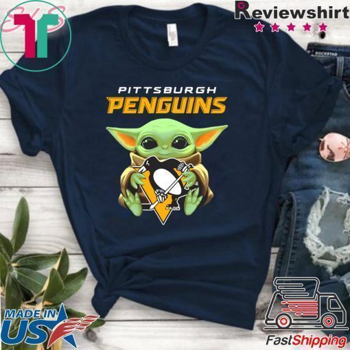 Baby Yoda hug Pittsburgh Penguins Tee Shirt