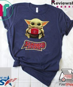 Baby Yoda hug San Diego State shirt