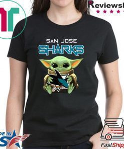 Baby Yoda hug San Jose Sharks Star Wars Mandalorian shirt