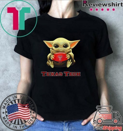 Baby Yoda hug Texas Tech shirt