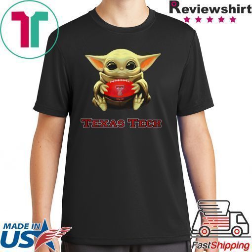 Baby Yoda hug Texas Tech shirt