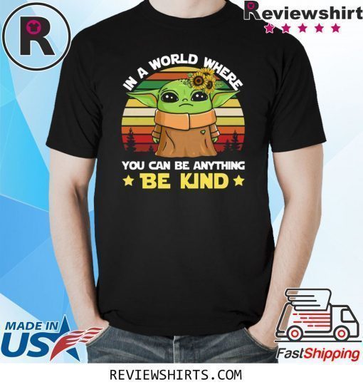 Baby Yoda in a world where you can be anything be kind vintage shirt