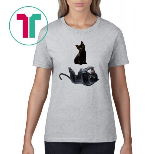 Black cat water reflection mirror black panther shirt