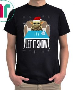 WALMART COCAINE SANTA BABY YODA LET IT SNOW SHIRT