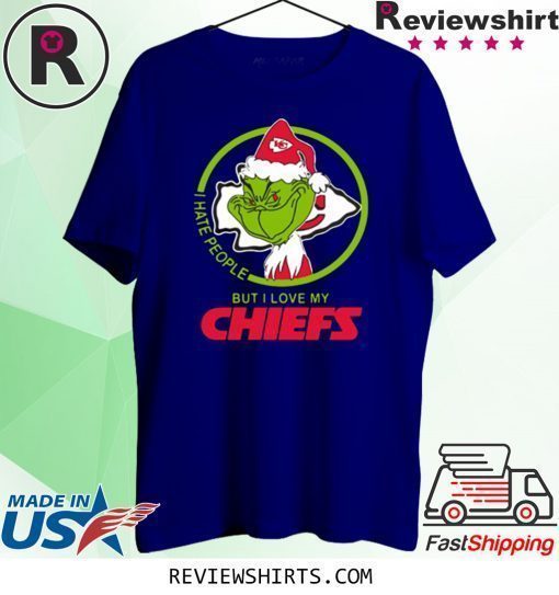 KANSAS CITY CHIEFS NFL CHRISTMAS GRINCH SANTA I HATE PEOPLE BUT I LOVE MY CHIEFS T-SHIRT