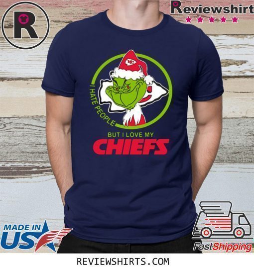 KANSAS CITY CHIEFS NFL CHRISTMAS GRINCH SANTA I HATE PEOPLE BUT I LOVE MY CHIEFS T-SHIRT