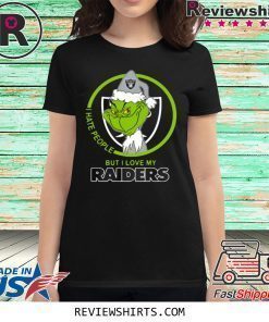 OAKLAND RAIDERS NFL CHRISTMAS GRINCH SANTA I HATE PEOPLE BUT I LOVE MY RAIDERS T-SHIRT