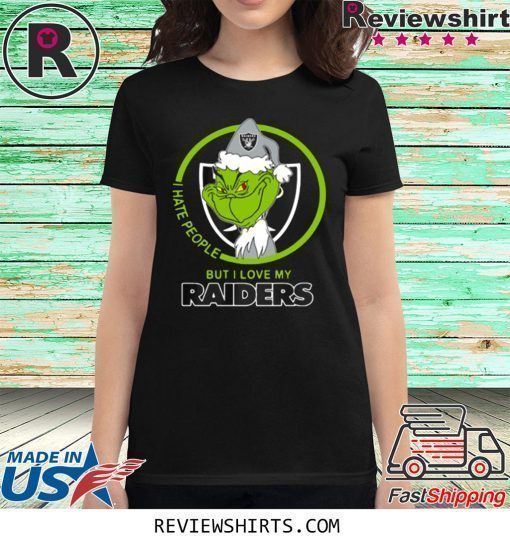 OAKLAND RAIDERS NFL CHRISTMAS GRINCH SANTA I HATE PEOPLE BUT I LOVE MY RAIDERS T-SHIRT