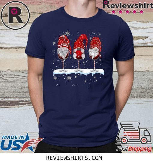 Wine Glasses Gnomies Christmas T-Shirt