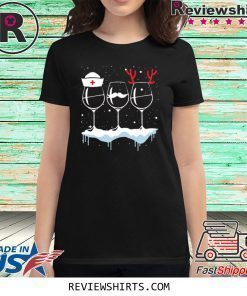 Womens Wine Nurse Christmas Shirt