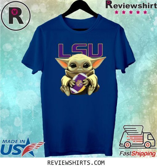 Baby Yoda Hug LSU Logo Shirt