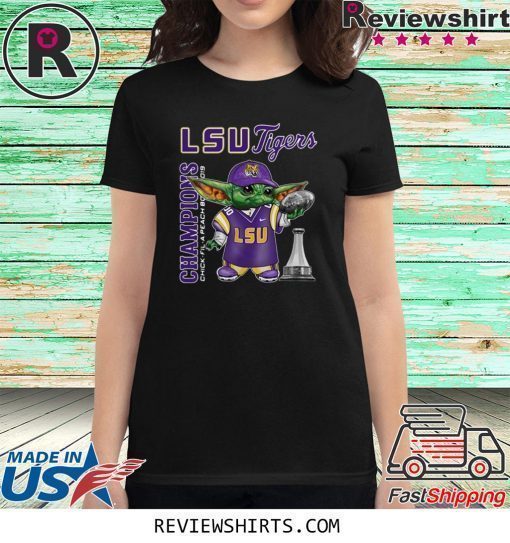 Baby Yoda LSU Tigers Champions Chick Fil A Peach Bowl 2019 Shirt