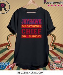 Jayhawk on Saturday Chief on Sunday Kansas City Football T-Shirt