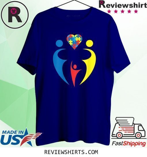 Autism Awarness Family Trio Heart Puzzle Gift Shirt