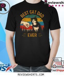 Best Cat Dad Ever Paw Fist Bump Fit Vintage Retro Shirt