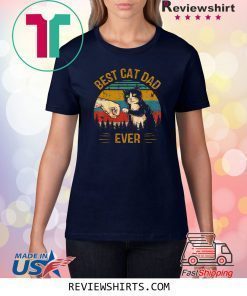 Best Cat Dad Ever Paw Fist Bump Fit Vintage Retro Shirt