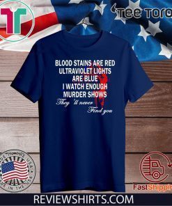 Blood Stains Are Red Ultraviolet Lights Are Blue Never Find Shirt