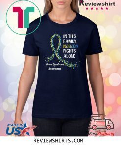 Blue and Yellow Nobody Fights Alone Down Syndrome Awareness Shirt