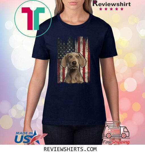 Weimaraner Dog Lover Retro Distressed American Flag Shirt