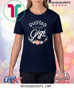 Womens Blessed Gigi Floral Grandma Mother's Day T-Shirt