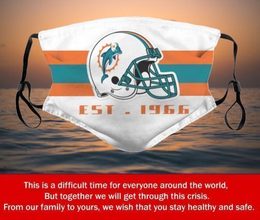 American Football Team Miami Dolphins Face Mask – Filter Face Mask Activated Carbon PM2.5