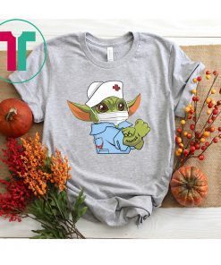 Baby Yoda Wearing Scrub Nurse Strong Shirt Baby Alien Starwars Nurse Not Quarantined Tee Shirt