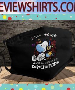 Snoopy Stay At Home And listen to D≡P≡CH≡ MOD≡ Face Masks