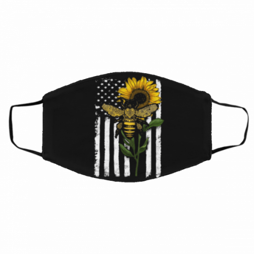 American flag Bee flowers Face Mask