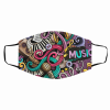 Abstract Cartoon Music Doodles Filter Face Mask Made in USA